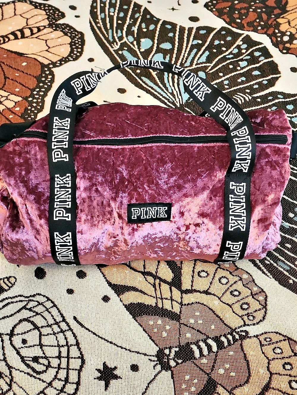 Victoria's Secret Velvet Plush Purple/Pink Small Duffel Bag